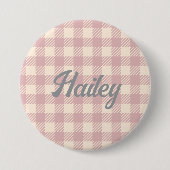 Lavander bleke paarse Gingham preppy plaid gecontr Ronde Button 7,6 Cm (Voorkant)