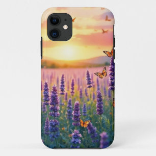 Lavander en vlinders bij zonsondergang Case-Mate iPhone case