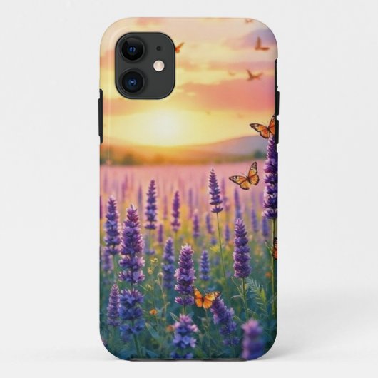Lavander en vlinders bij zonsondergang Case-Mate iPhone case (Achterkant)