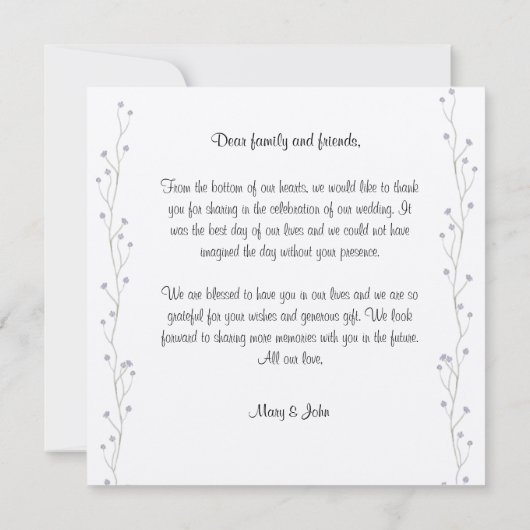 Lavander Floral Script Love Heart Wedding (Achterkant)