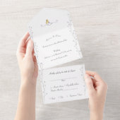 Lavander Floral Wedding Invitation All In One Uitnodiging (Afscheurbaar)