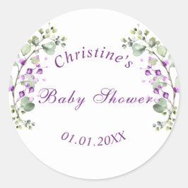 Lavander Flowers Baby shower Baby shower Classic Ronde Sticker