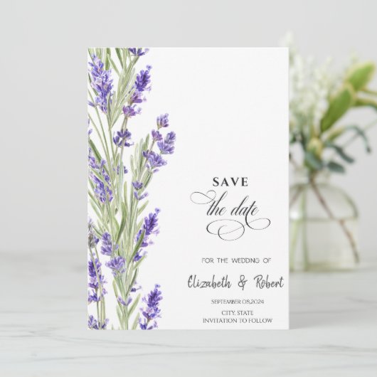 Lavander groen Bewaar de datum Save The Date (Staand voorkant)
