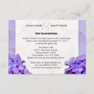 Lavander Hydrangeas Kamerreserveringen Informatiekaartje