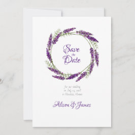 Lavander krans bruiloft bewaar de datum save the date