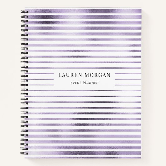 lavander metallic strepen monogram Notitieboek (Voorkant)