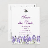 Lavander Paars eenvoudig sparen de datum Briefkaart (Voorkant / Achterkant)