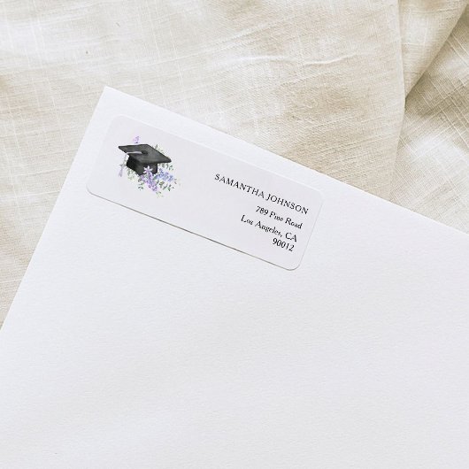 Lavander Purple Floral Graduation address  Etiket