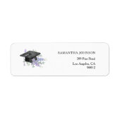 Lavander Purple Floral Graduation address  Etiket (Voorkant)