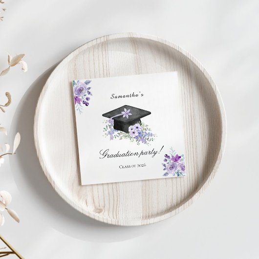  Lavander Purple Floral Graduation  Servet