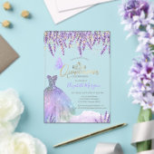  Lavander,String Lights,Glitter Dress Quinceanera Acryl Uitnodigingen (Insitu (Huwelijk))