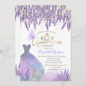 Lavander, String Lights, Glitter Dress Quinceanera Kaart (Voorkant / Achterkant)