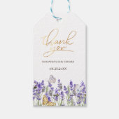 Lavander Vlinders Botanisch Baby shower Cadeaulabel (Voorkant)