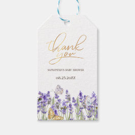 Lavander Vlinders Botanisch Baby shower Cadeaulabel