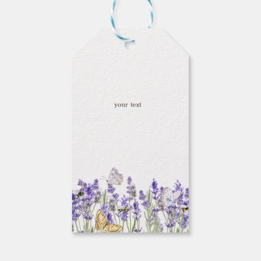 Lavander Vlinders Botanisch Baby shower Cadeaulabel (Achterkant)