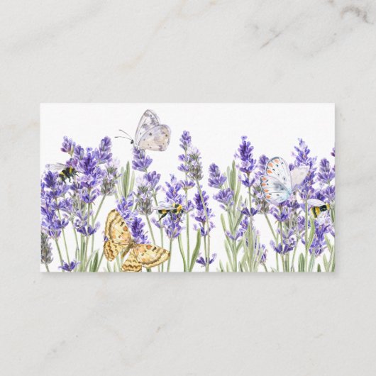 Lavander Vlinders Botanisch Baby shower Informatiekaartje (Achterkant)