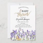 Lavander Vlinders Botanisch Baby shower Kaart (Voorkant)