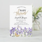 Lavander Vlinders Botanisch Baby shower Kaart (Staand voorkant)