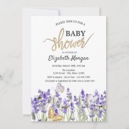 Lavander Vlinders Botanisch Baby shower Kaart