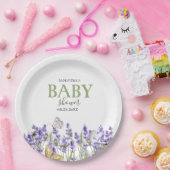 Lavander Vlinders Botanisch Baby shower Papieren Bordje (Feest)