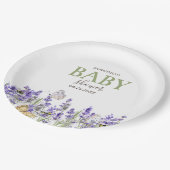 Lavander Vlinders Botanisch Baby shower Papieren Bordje (Gekanteld)
