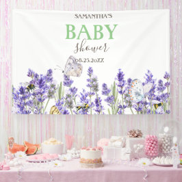 Lavander Vlinders Botanisch Baby shower Spandoek