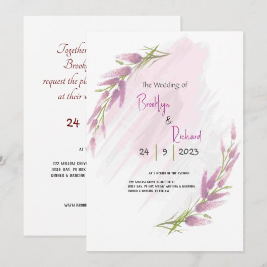 Lavander waterverf wilde bloem kaart (Voorkant / Achterkant)