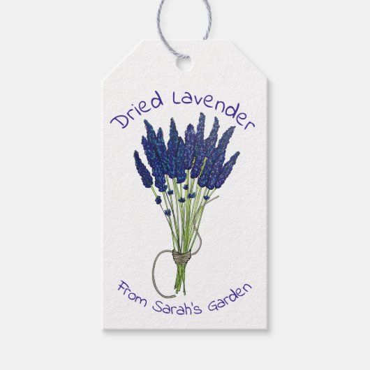 Lavandula gedroogde lavender Bunch uit de tuin Cadeaulabel (Voorkant)