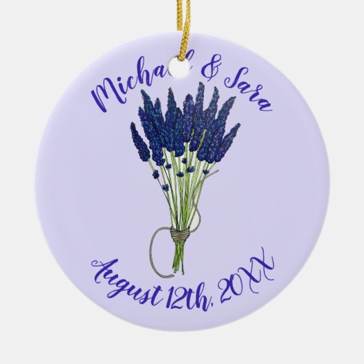 Lavandula Lavender Floral Paars Wedding Favor Keramisch Ornament (Voorkant)