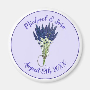 Lavandula Lavender Floral Paars Wedding Favor Magneet