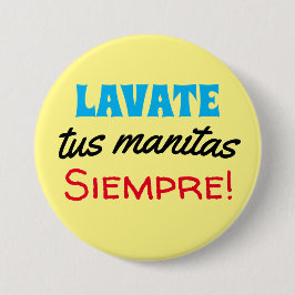 lavate tus manitas siempre ronde button 7,6 cm