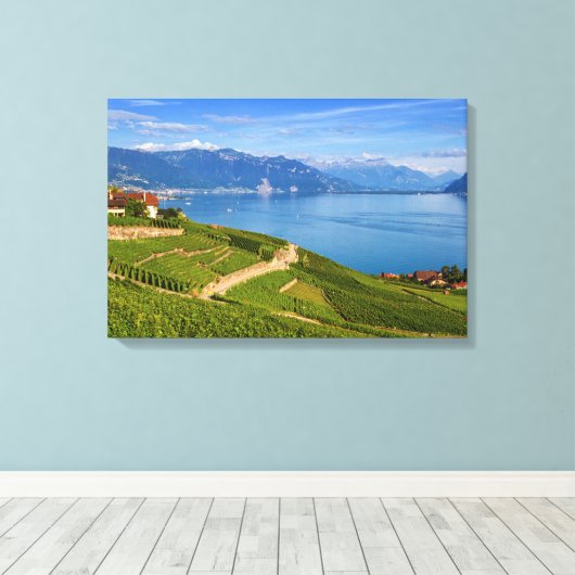 Lavaux, Vaud, Zwitserland Canvas Afdruk (Insitu (Houten vloer))