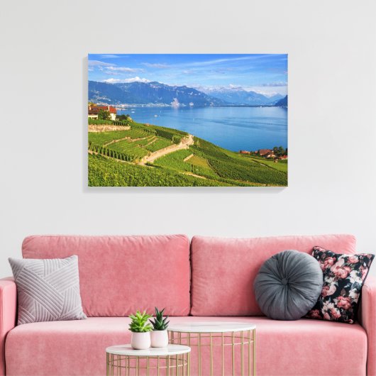 Lavaux, Vaud, Zwitserland Canvas Afdruk (Insitu (Woonkamer))