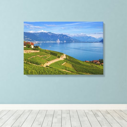 Lavaux, Vaud, Zwitserland Canvas Afdruk (Insitu (Houten vloer))