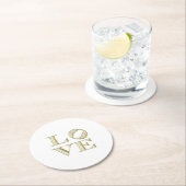 LAVE grafische tekst - Faux Gold Ronde Kartonnen Onderzetter (Insitu)