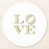 LAVE grafische tekst - Faux Gold Ronde Kartonnen Onderzetter (Voorkant)