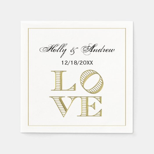 LAVE grafische tekst - Faux Gold Servet (Voorkant)