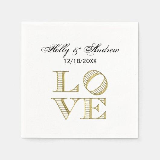 LAVE grafische tekst - Faux Gold Servetten (Voorkant)