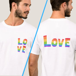 LAVE in regenboogkleuren voor- en achterafdruk T-shirt