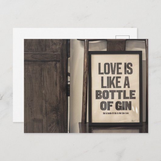 LAVE IS ZOALS EEN FLES GIN BRIEFKAART (Voorkant / Achterkant)