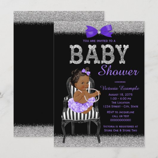 Lavend Paarse Zwart Zilver Etnisch Meisje Baby sho Kaart (Voorkant / Achterkant)