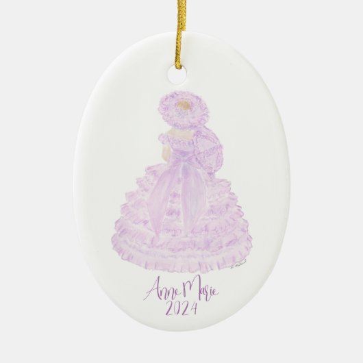 Lavendar Azalea Trail Meid Waterverf Keramisch Ornament (Voorkant)