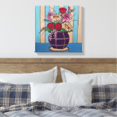 Lavendar Bloemen 2 Uitgerekt Canvas Print (Insitu (Slaapkamer))
