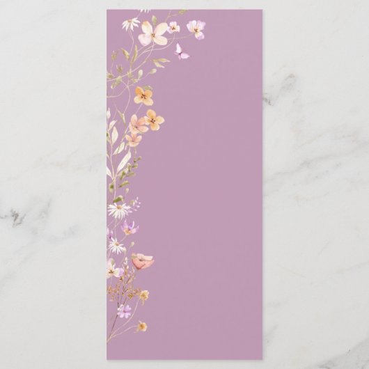 Lavendar Bloemen Wedding Event Menu Tafel Decor (Achterkant)