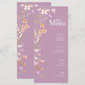Lavendar Bloemen Wedding Event Menu Tafel Decor (Voorkant / Achterkant)