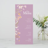 Lavendar Bloemen Wedding Event Menu Tafel Decor (Staand voorkant)