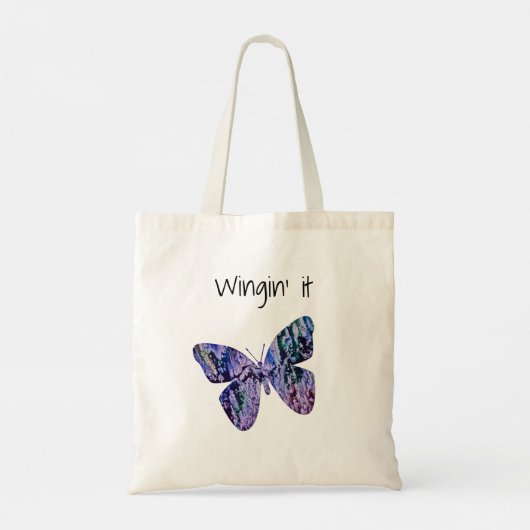 Lavendar Butterfly wingin it Tote Bag (Achterkant)