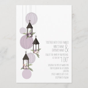 Lavendar Floral Lantern Wedding Kaart