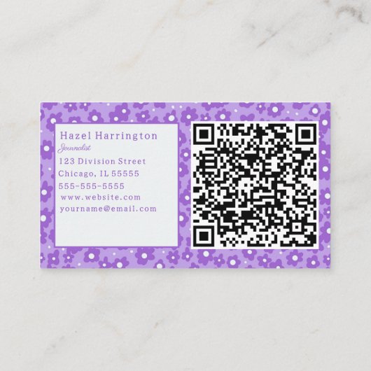 Lavendar Flowers QR Code Visitekaartjes Schattige (Achterkant)