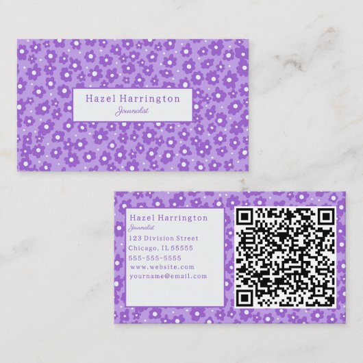 Lavendar Flowers QR Code Visitekaartjes Schattige (Voorkant / Achterkant)